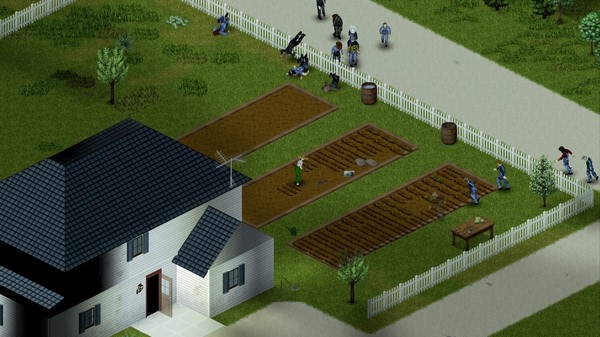 Project Zomboid Screenshot: Farming with zombies approaching.