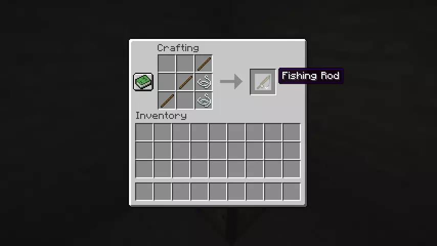 Minecraft Screenshot: Crafting a Fishing Rod